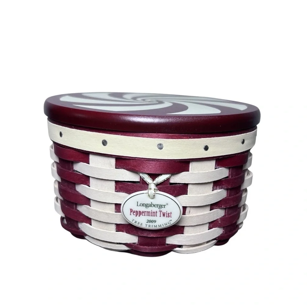 Longaberger 2009 Peppermint Twist Tree Trimming Basket‎ Combo 11th yr Collection